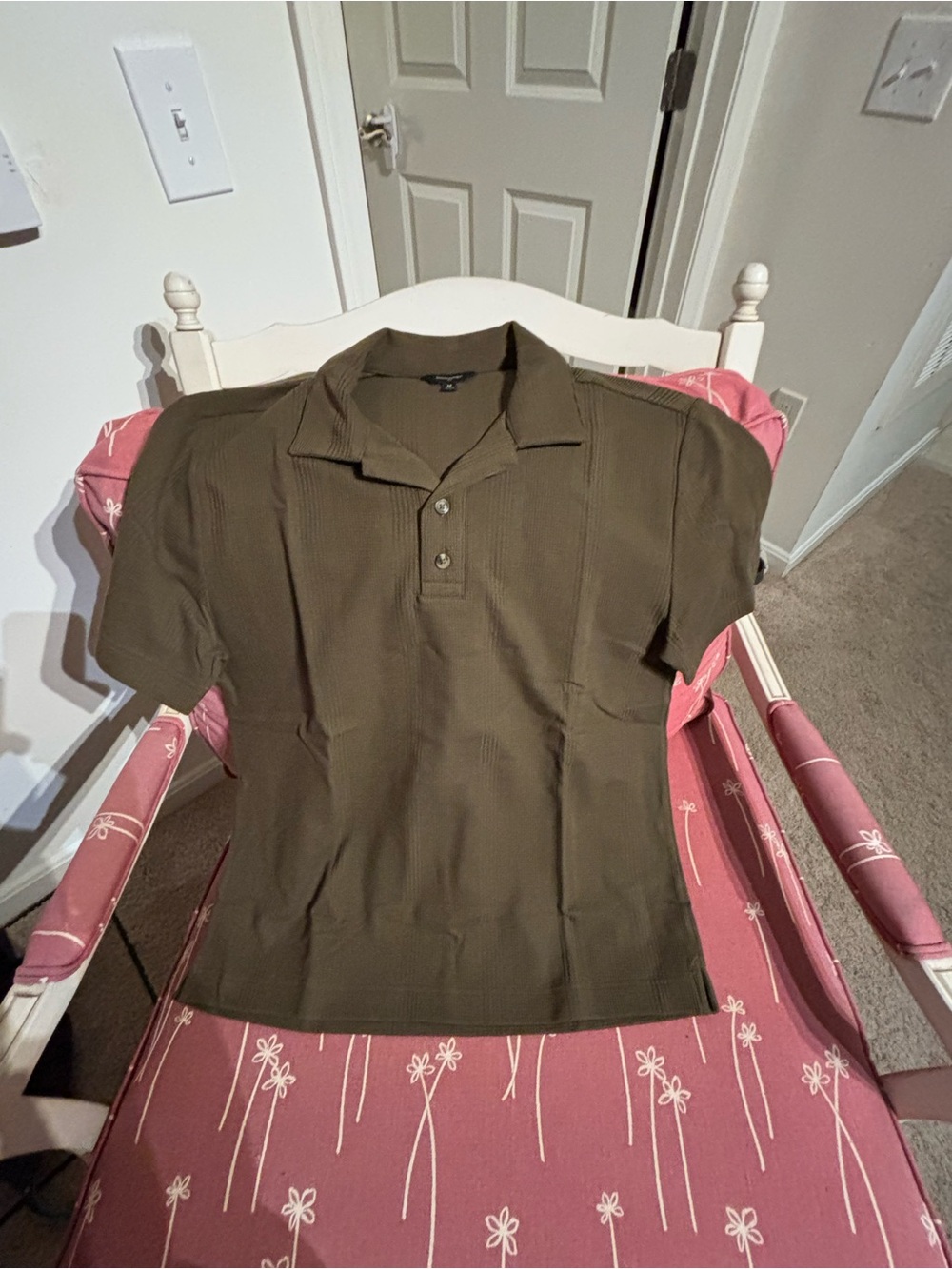 Banana Republic Olive Waffle-Knit Polo NWOT SIZE MEDIUM